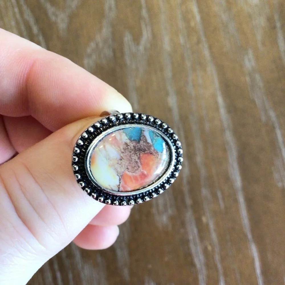 NWOT 1pc Fashion Colorful Bohemian Resin Statement Ring Size 9